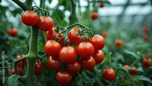 Wallpaper Mural Collecting ripe tomatoes on tomato plant in greenhouse during harvest Torontodigital.ca