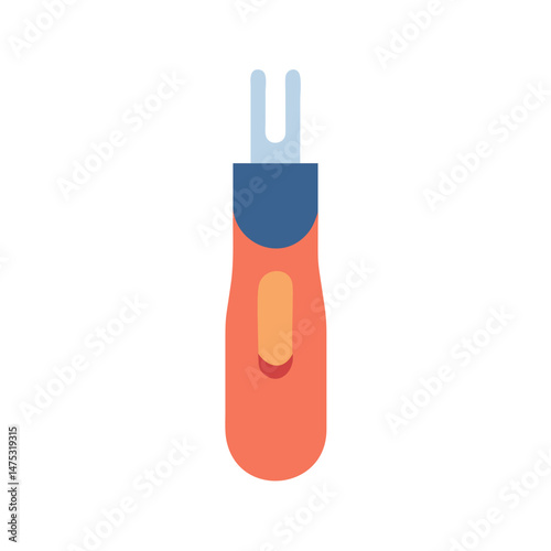 Stylized seam ripper tool illustration against a black background