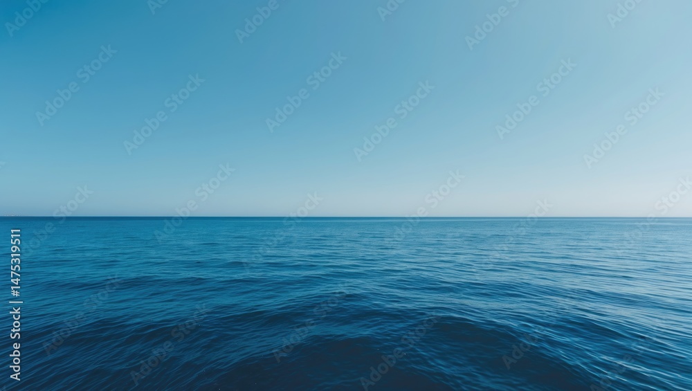 Obraz premium Serene blue waters meeting the sky at the horizon line