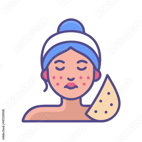 Woman with acne applying facial mask for skincare routine