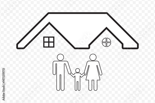 Family Icon. symbol family inside the house, family at home icon on Transparent Background. EPS 10.