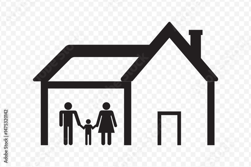 Family Icon. symbol family inside the house, family at home icon on Transparent Background. EPS 10.