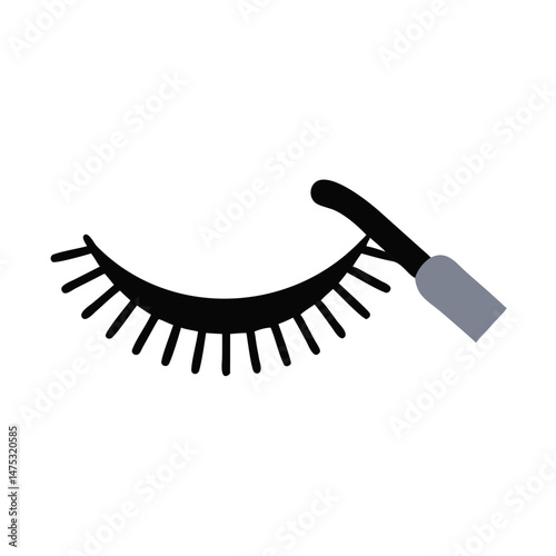 Minimalist eye design with mascara brush on black background