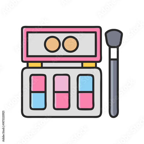 Cosmetic eyeshadow palette with brush for makeup application