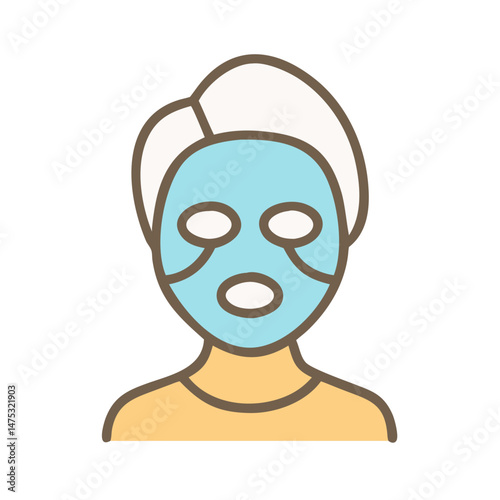 Woman with facial mask for spa treatment vector icon