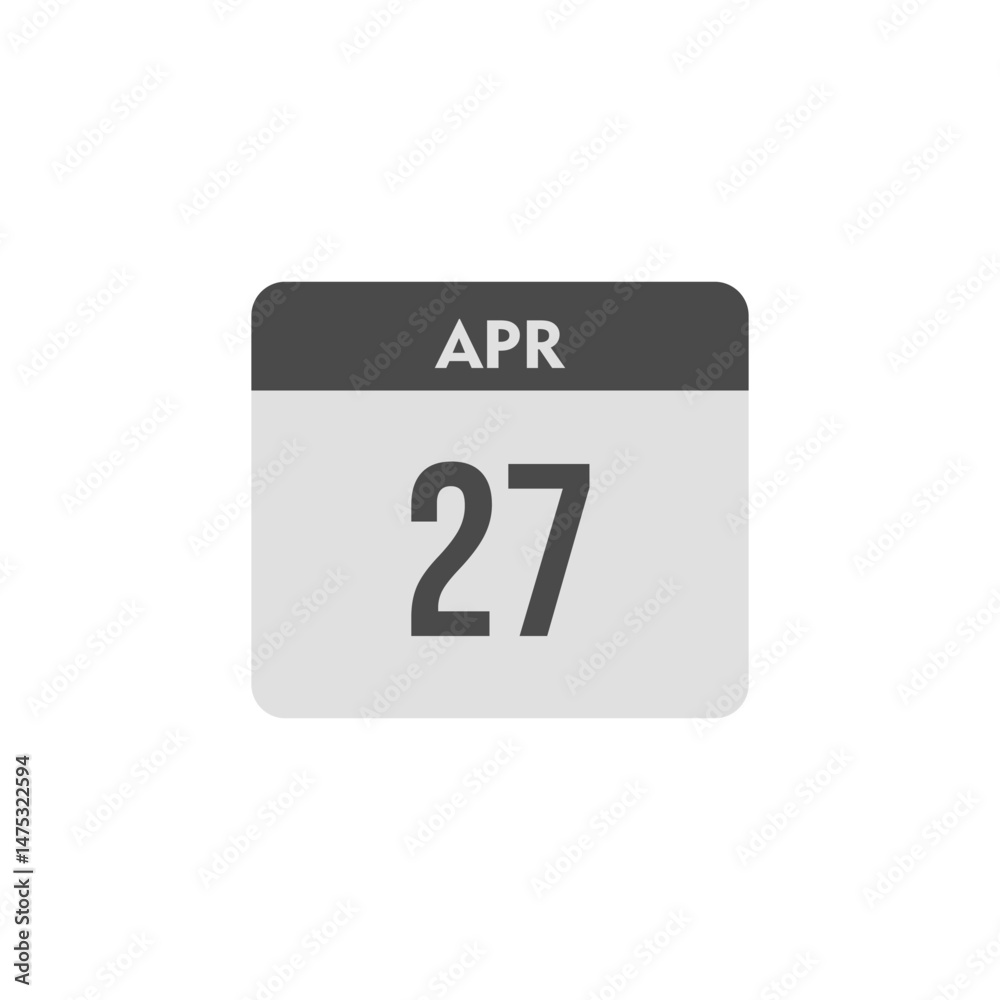 calender icon, 27 april icon with white background calender icon, 27 april icon with white background