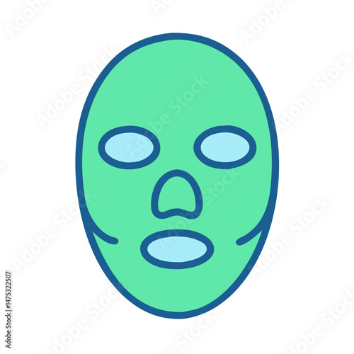 Stylized facial mask treatment vector icon on black background