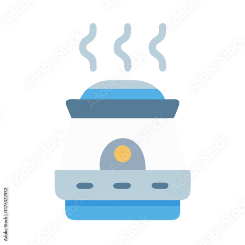 Steaming aroma diffuser vector icon on black background