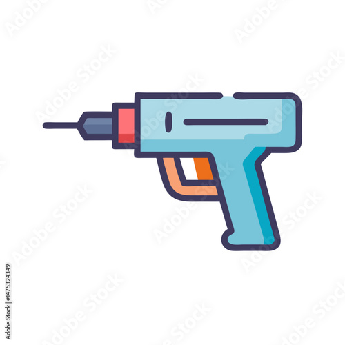 Stylized drill illustration on White Background for creative projects