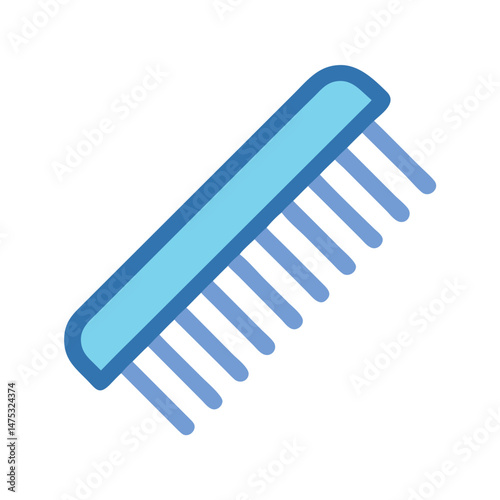 Simple blue comb icon isolated on black background graphic