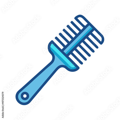 Blue grooming brush illustration on black background for graphic usage