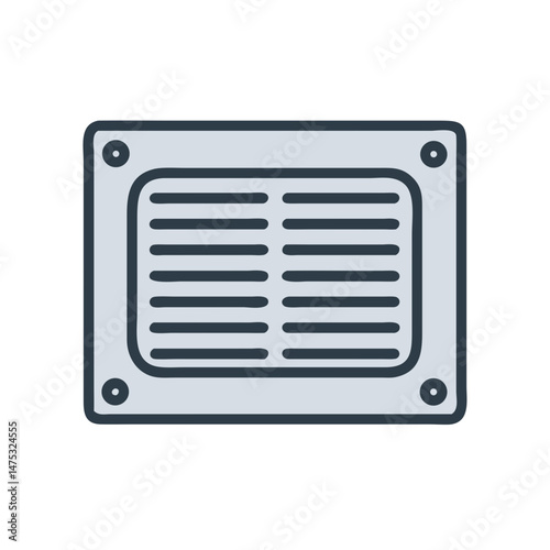 Stylized vent illustration with horizontal lines on a dark background