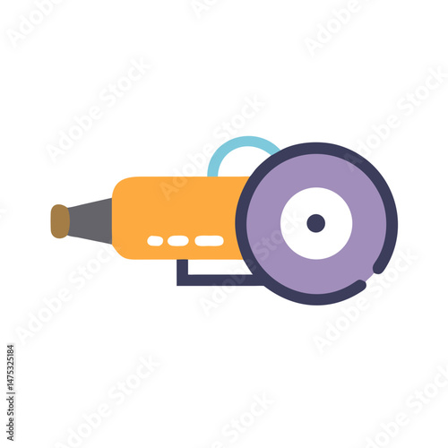 Flat illustration of a retro futuristic weapon on White