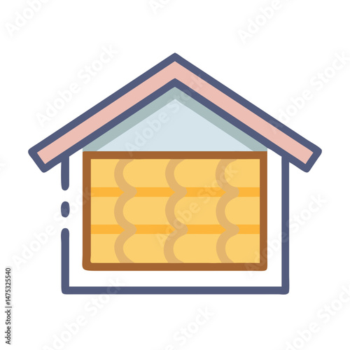Abstract house icon in flat style with wavy wall