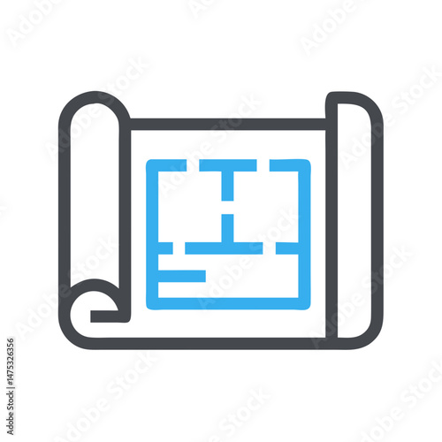Modern blueprint icon on White Background architectural design project
