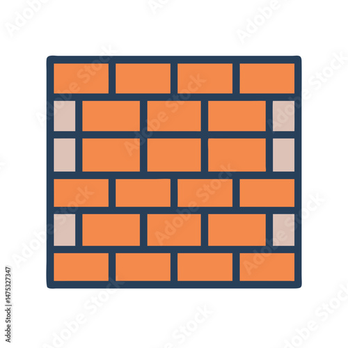 Stylized brick wall pattern with blue grout on White