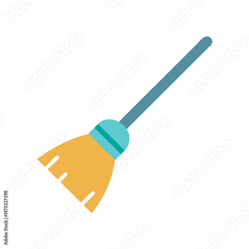 Minimalistic broom illustration against a dark backdrop