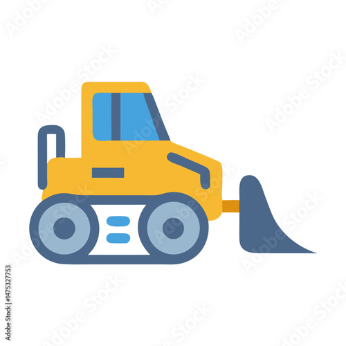 Isolated flat illustration of yellow loader with gray wheels