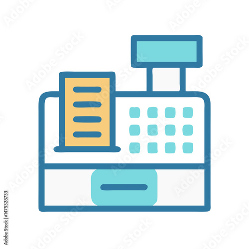 Modern Flat Design Cash Register Illustration on White Background