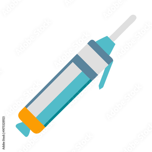 Flat graphic illustration of a syringe on White Background