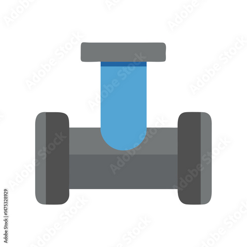 Isometric illustration of industrial metal pipe with blue liquid
