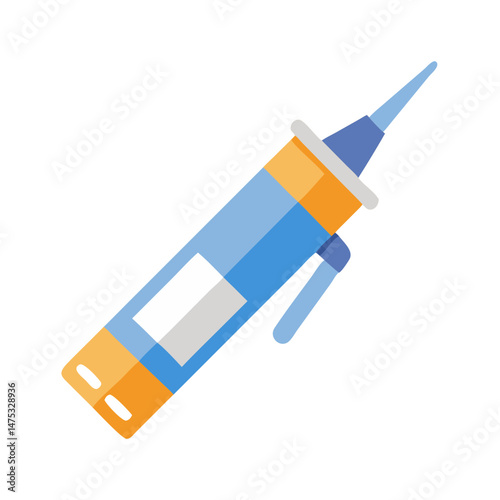 Caulk gun graphic illustration over solid White Background backdrop