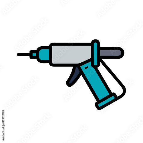 Minimalistic depiction of a caulking gun on a White Background