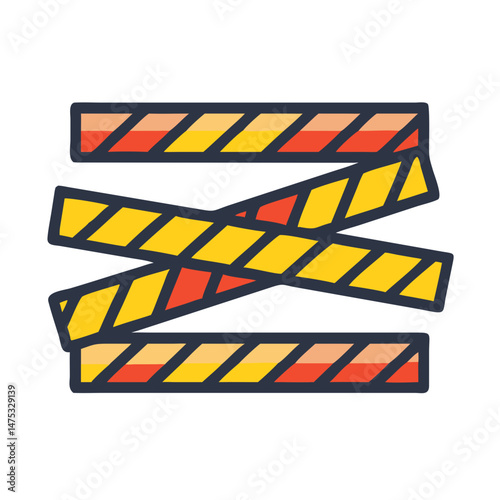 Caution tape icon warning danger sign in flat design