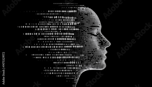 the making of a head out of binary code