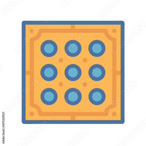 Flat design square with nine blue circle pattern element