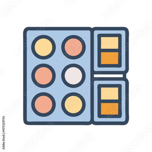 Stylized palette with circles and squares on dark background