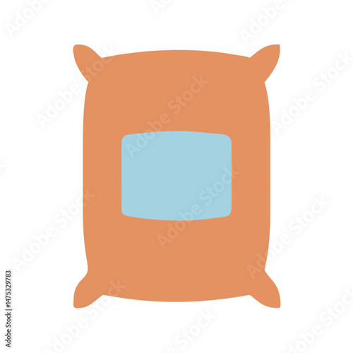 Bag of flour sack with label in flat style