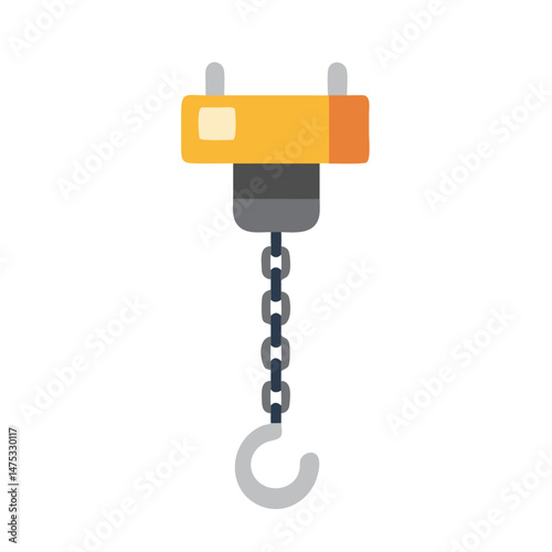 Illustration of a mechanical crane hook against White Background