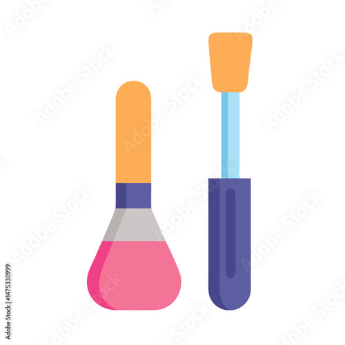 Cosmetic set of pink nail polish and mascara tube