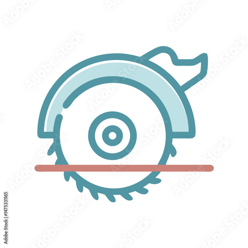 Circular saw cutting a wooden plank illustration on White