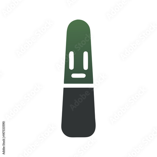 Stylized green and gray figure graphic on black background