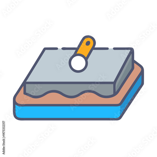 Colorful icon with a spatula on layers of material
