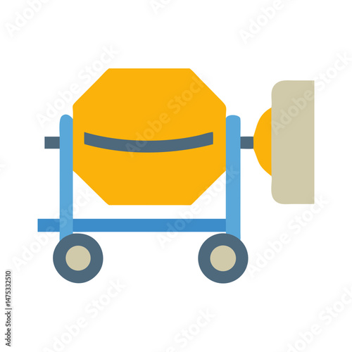 Illustration of a portable cement mixer on White Background