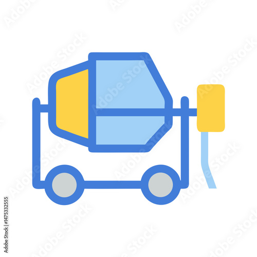 Simple line art illustration of portable cement mixer
