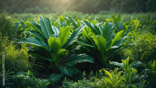 Agricultural turmeric plant in Maharashtra's Beed district during the day photo