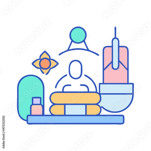 Graphic depiction of spa treatments and spiritual balance concept