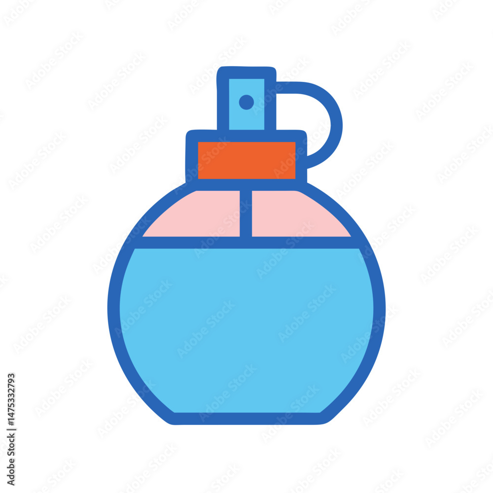 Obraz premium Stylized perfume bottle on black background in flat style