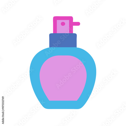 Flat design perfume bottle illustration on a black background