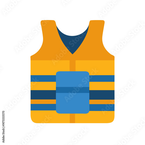 Illustration of blue and orange safety vest on White Background