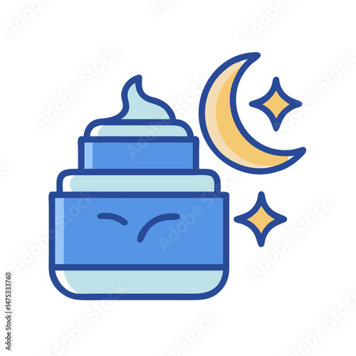 Night cream and celestial elements for beauty product advertising