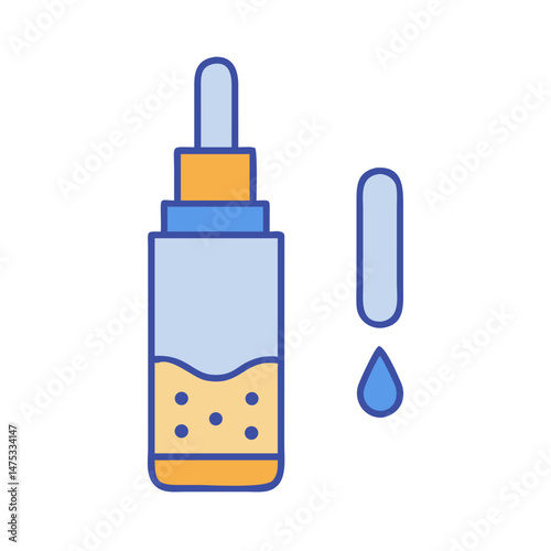 Stylized illustration of a serum bottle dropper with liquid