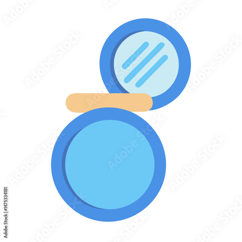 Flat design powder compact illustration on black background