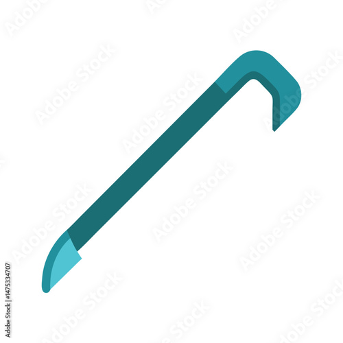 A teal crowbar isolated on a solid White Background