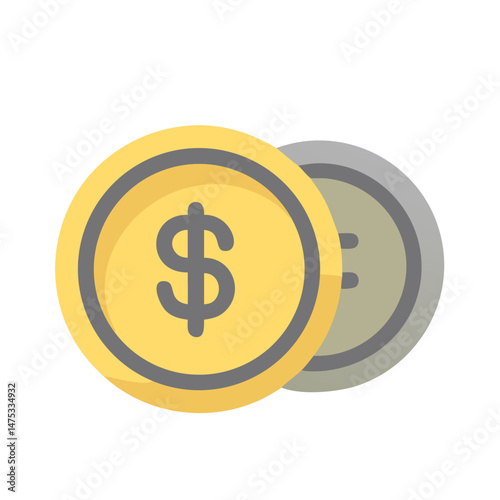 Simple coins illustration showing dollar currency in modern style