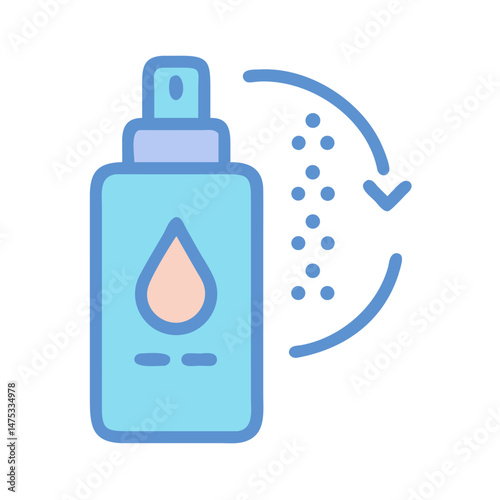Liquid dispersion spray bottle dispensing refreshing treatment mist icon